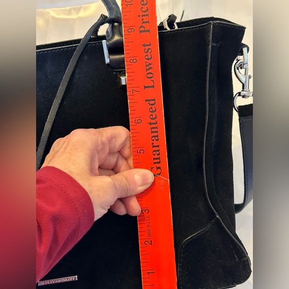 Rebecca Minkoff Top Handle Crossbody Bag Black Suede  Leather Fringe Medium Size - Picture 10 of 10